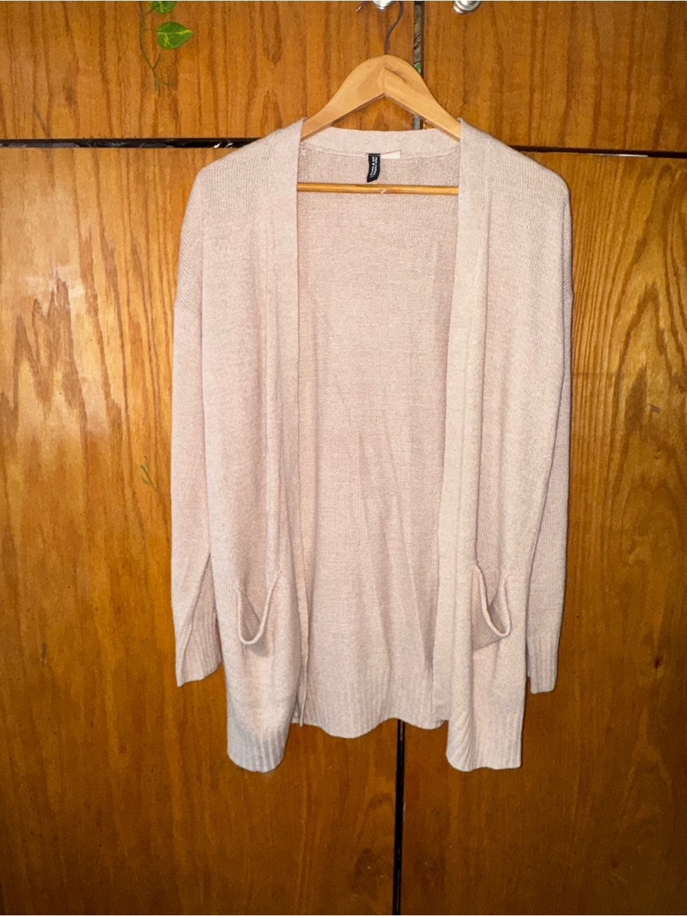 Divided Open-Front Cardigan Sweater in Cream
